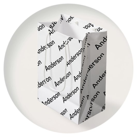 Herhalende Tekst Modern Wit & Zwart Medium Cadeauzakje