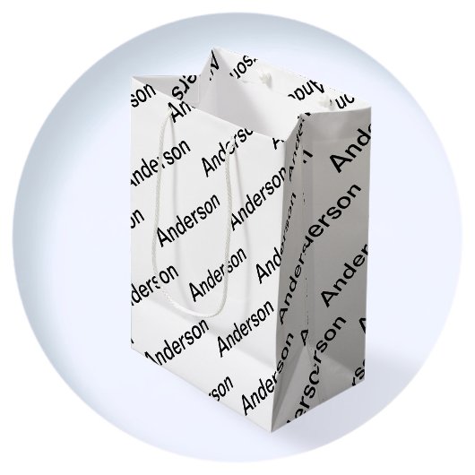  Herhalende Tekst Modern Wit & Zwart Medium Cadeauzakje