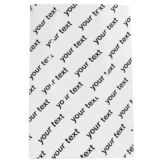  Herhalende Tekst Modern Wit & Zwart Medium Cadeauzakje (Voorkant)