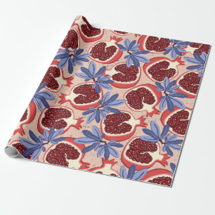herhalende textuur met gestileerde pomegranaat cadeaupapier