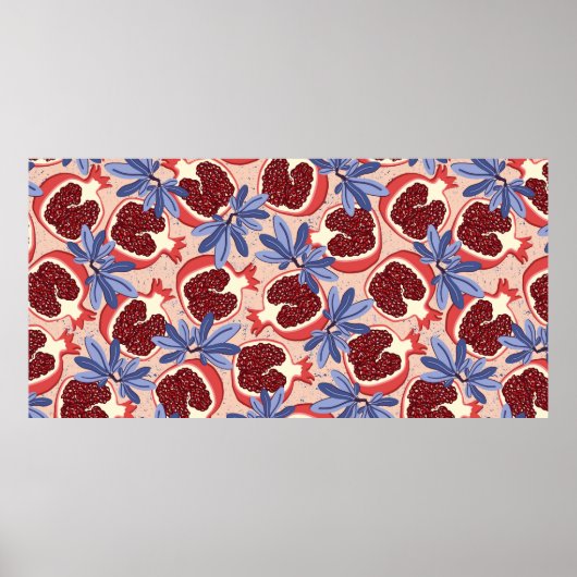  herhalende textuur met gestileerde pomegranaat poster (Voorkant)
