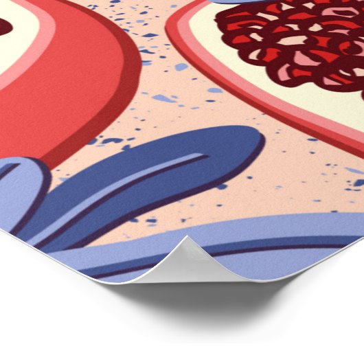  herhalende textuur met gestileerde pomegranaat poster (Hoek)