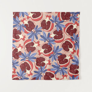 herhalende textuur met gestileerde pomegranaat wandkleed