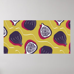  herhalende textuur met gestileerde vijgen. Abst Poster