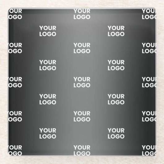 Herhalende zakelijke Logo | Verloop zwart en grijs Glazen Onderzetter (Voorkant)