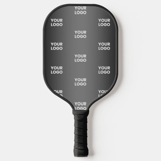 Herhalende zakelijke Logo | Verloop zwart en grijs Pickleball Paddle (Voorkant)