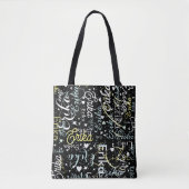 Herhaling Aangepaste Naam met Harten Romantisch zw Tote Bag (Voorkant)