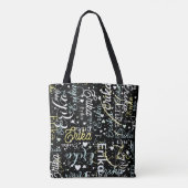 Herhaling Aangepaste Naam met Harten Romantisch zw Tote Bag (Achterkant)