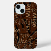 Herhaling aangepaste naam Modern Brown Case-Mate iPhone Case (Achterkant)