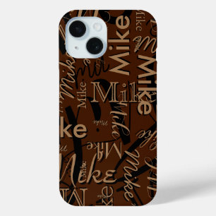 Herhaling aangepaste naam Modern Brown iPhone 15 Case