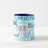 Herhaling Jouw naam Cool Typography Blauw Mok (Midden)