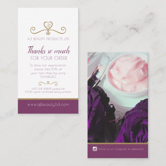 Herhaling van de productpromo van het schoonheidsb visitekaartje (Voorkant / Achterkant)