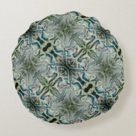 Herhaling van grijsgroen en groenachtig cyaan in p rond kussen