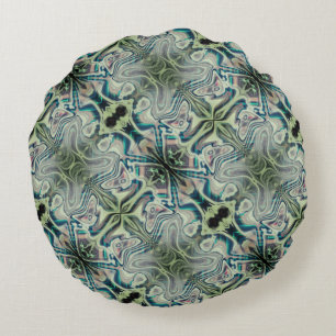 Herhaling van grijsgroen en groenachtig cyaan in p rond kussen