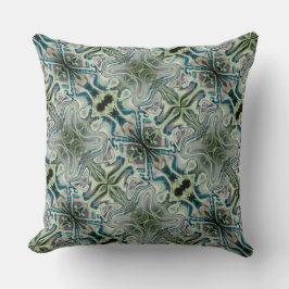 Herhaling van grijsgroen en groenachtig cyaan kussen