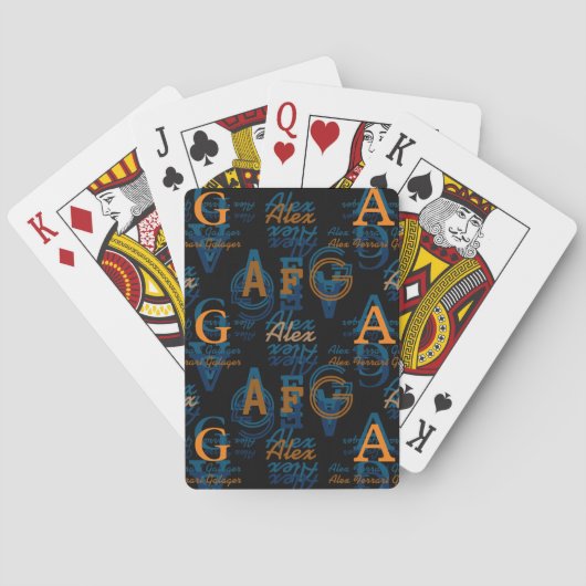 Herhaling van monogram naam moderne typografie pokerkaarten (Achterkant)