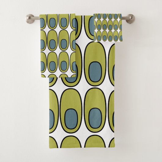 Herhaling van Olijfgroene en grijze ovalen Bad Handdoek (Insitu)