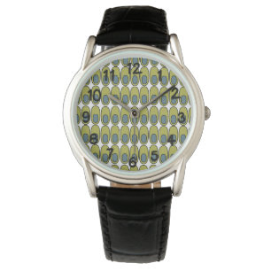Herhaling van Olijfgroene en grijze ovalen Horloge