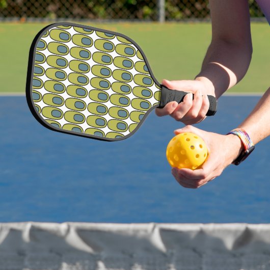 Herhaling van Olijfgroene en grijze ovalen Pickleball Paddle (Insitu)