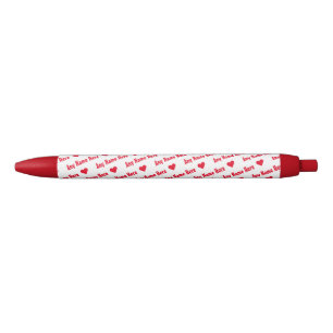 Herhaling van Red Hearts & Namen Fun Girly Schrijv Zwarte Inkt Pen