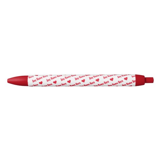 Herhaling van Red Hearts & Namen Fun Girly Schrijv Zwarte Inkt Pen (Voorkant)