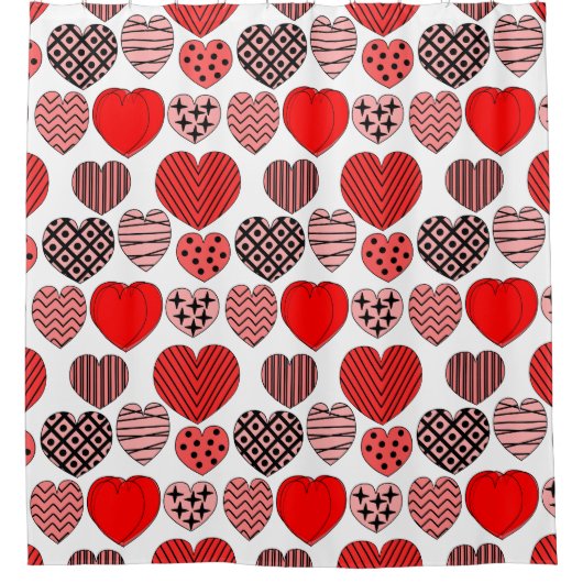 Herhalingsharten Douchegordijn (Voorkant)