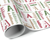 Herhalingsnaam en Initiaal Genderneutrale Kerstmis Cadeaupapier (Rol Hoek)