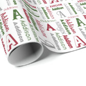 Herhalingsnaam en Initiaal Genderneutrale Kerstmis Cadeaupapier (Rol Hoek)