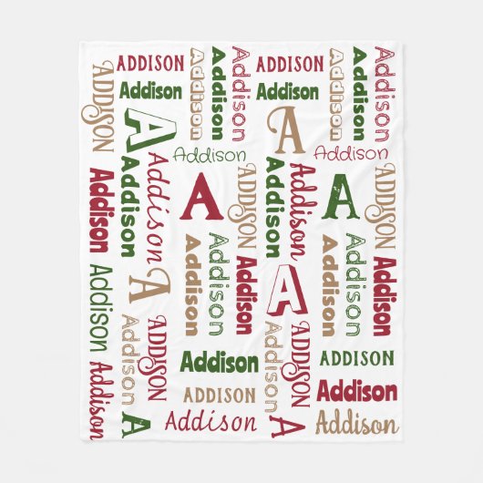 Herhalingsnaam en Initiaal Genderneutrale Kerstmis Fleece Deken (Voorkant)