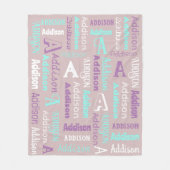 Herhalingsnaam en Initiaal Grijs Blauwgroen Paars Fleece Deken (Voorkant)