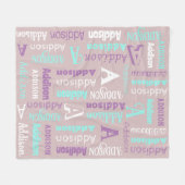 Herhalingsnaam en Initiaal Grijs Blauwgroen Paars Fleece Deken (Voorkant (Horizontaal))