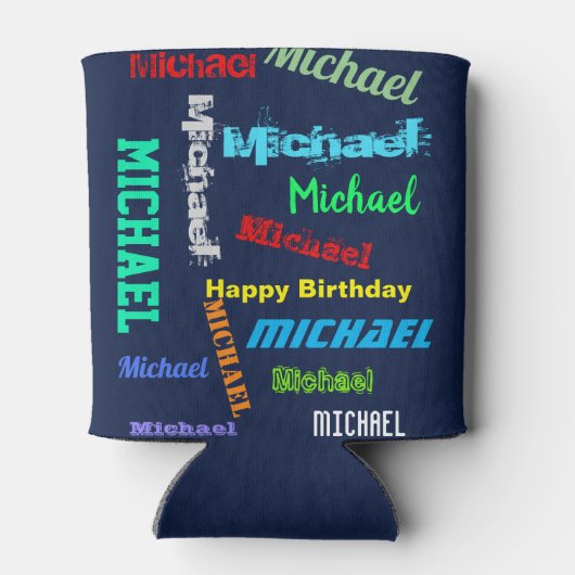 Herhalingsnaam UW aangepaste TEKST Cadeausetzer Ka Blikjeskoeler (Achterkant)