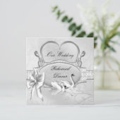 Herhorsmakreel Dinner Wedding Silver White Swans H Kaart (Staand voorkant)