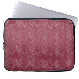 Heringbone Chevron Patroon Luxe Rood Laptop Sleeve