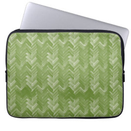Heringbone Chevron-patroon op bosgroen Laptop Sleeve