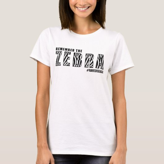 HERINNER DE ZEBRA-/ZELDZAME ZIEKTE (OPTIONEEL AANG T-SHIRT (Voorkant)