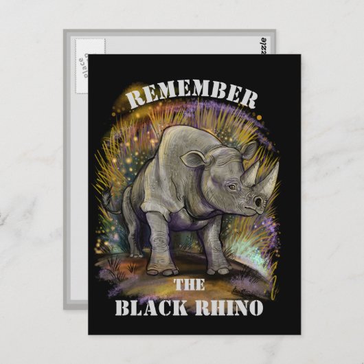 Herinner je Black Rhino Briefkaart (Voorkant / Achterkant)