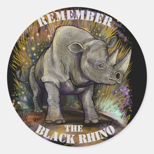 Herinner je Black Rhino Ronde Sticker (Voorkant)