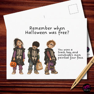 Herinner je die Halloween toen skeletkinders grati Feestdagenkaart