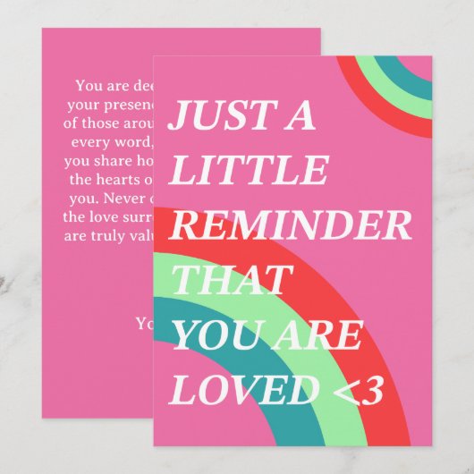 Herinner je eraan dat je geliefd bent feestdagenkaart (Voorkant / Achterkant)