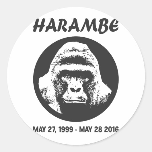Herinner je Harambe Ronde Sticker (Voorkant)