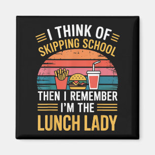 Herinner je in de lunchdame terug naar school cafe magneet