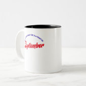 Herinner je je de 21e nacht van september? tweekleurige koffiemok (Voorkant links)