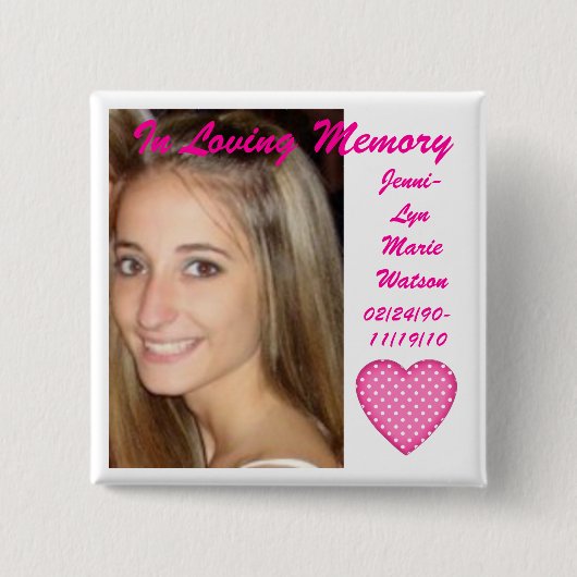 Herinner je Jenni Vierkante Button 5,1 Cm (Voorkant)