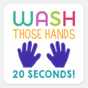 Herinner je kinderen eraan om hun handen te wassen vierkante sticker