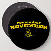 Herinner je November Gadsden Snake Ronde Button 6,0 Cm (Voorkant /achterkant)