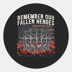 Herinner je onze gestorven heroes Red Poppy Soldaa Ronde Sticker
