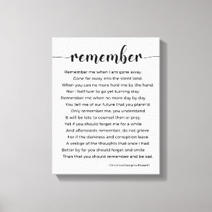 Herinner je Poem van Christina Georgina Rossetti Canvas Afdruk