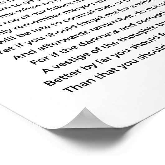 Herinner je Poem van Christina Georgina Rossetti Poster (Hoek)