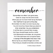 Herinner je Poem van Christina Georgina Rossetti Poster (Voorkant)